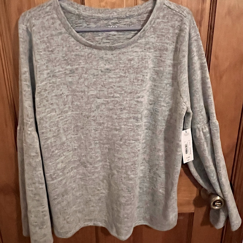 NWT a.n.a. Gray on Gray Bell Sleeve Sweater in XL!